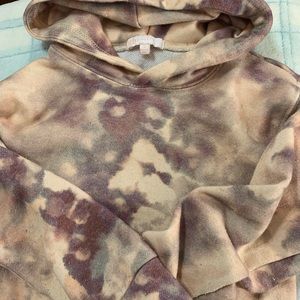 GB Girls Size S Hooded cropped top sweatshirt, tie dye effect with brown, pink